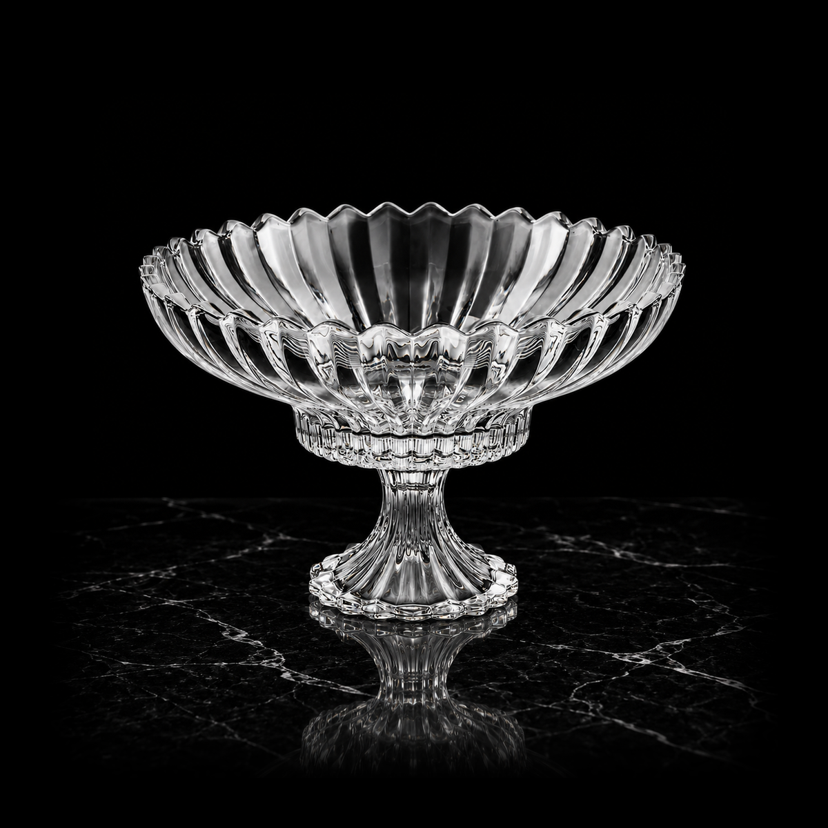 K-475 crystal fruit bowl on black marble
