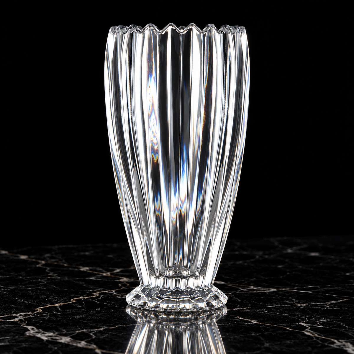 Crystal Flower Vase on black marble