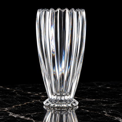 Crystal Flower Vase on black marble