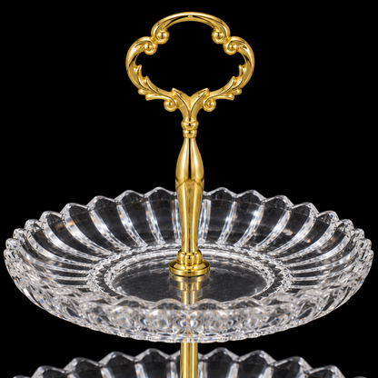 K-478 gold handle and fluted crystal plate close-up