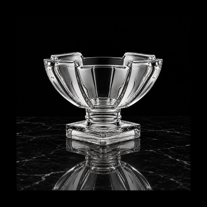 Crystal fruit bowl on black marble