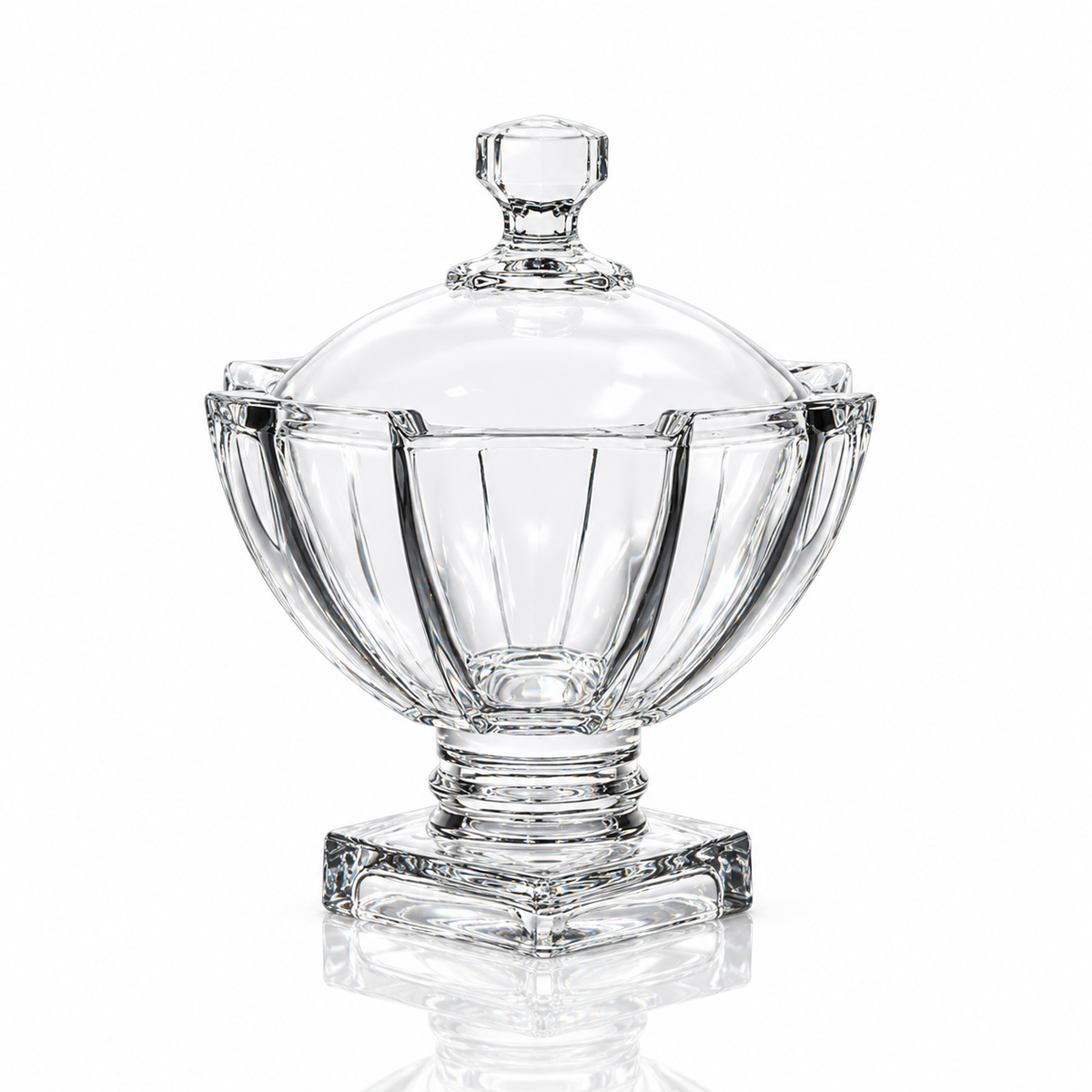 Crystal footed candy bowl with lid