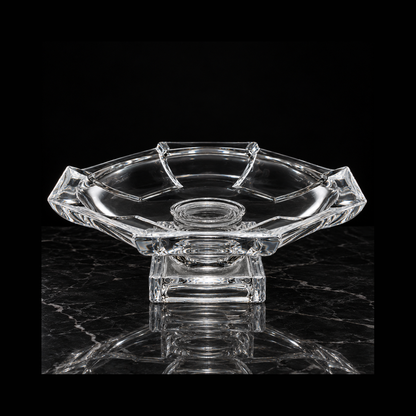 Crystal platter on black marble