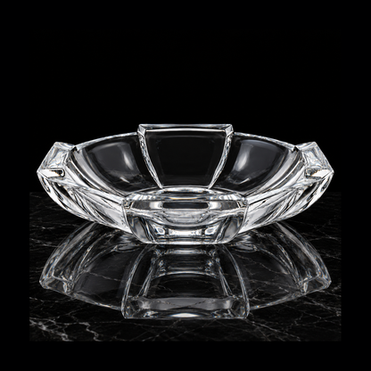 Crystal fruit bowl on black marble