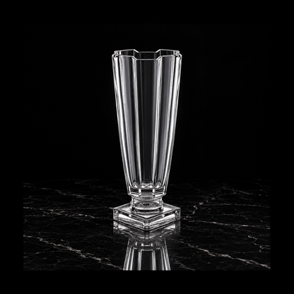 Crystal vase on black marble