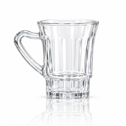 Glass mug with ribbed base