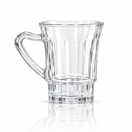 Glass mug with ribbed base