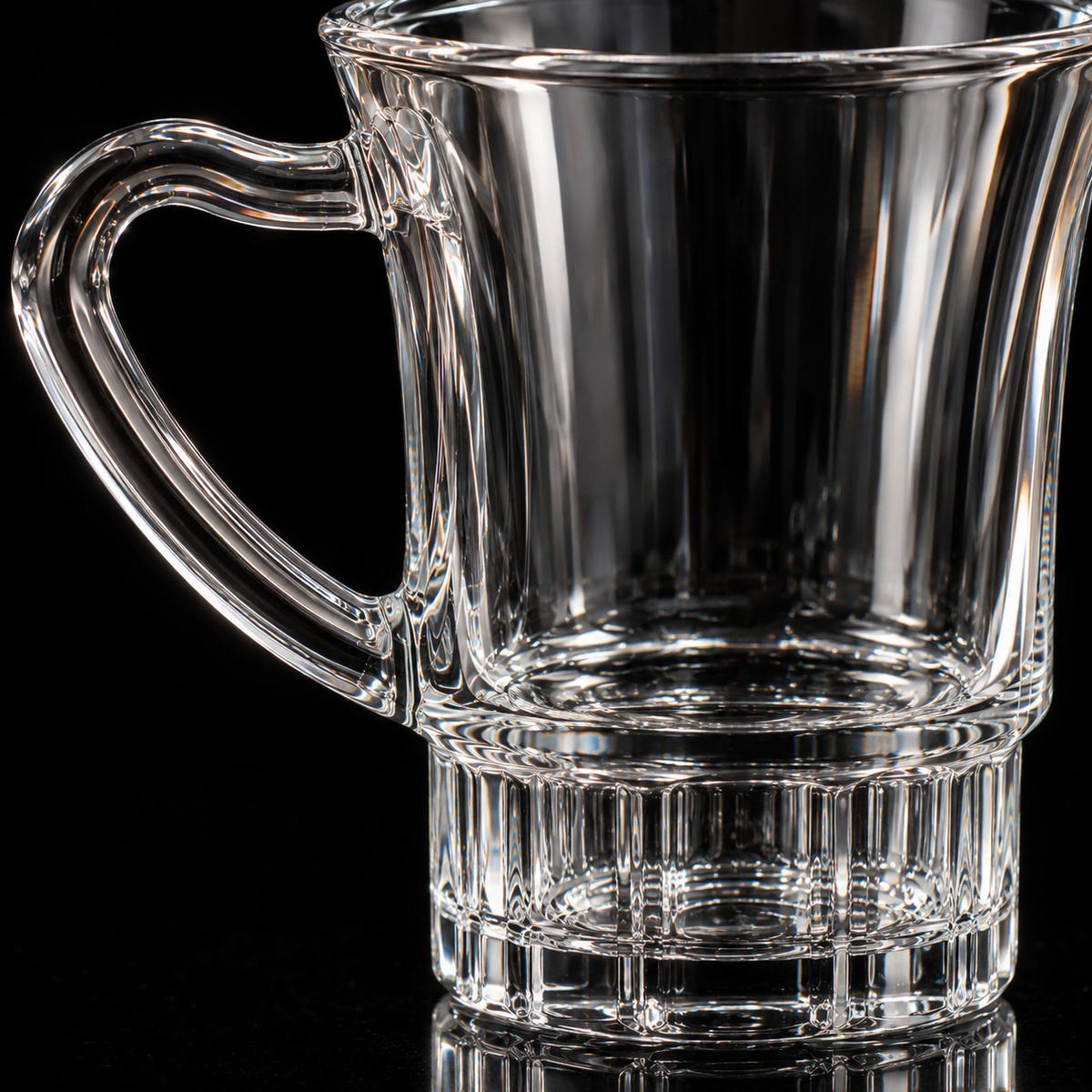 Glass mug with ribbed base detail