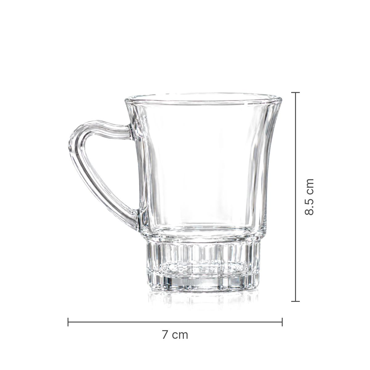 Glass mug with ribbed base set