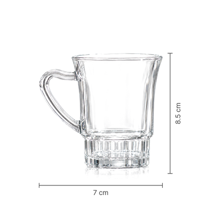 Glass mug with ribbed base set