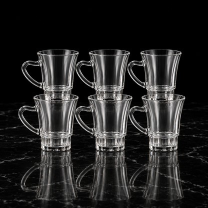 M-104 glass mugs on black marble