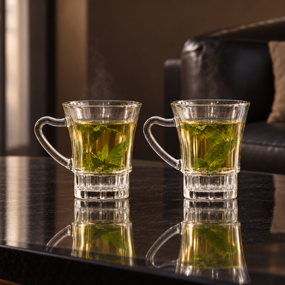 M-104 glass mugs with mint tea