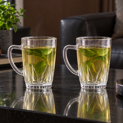 M-105 glass mugs with mint tea