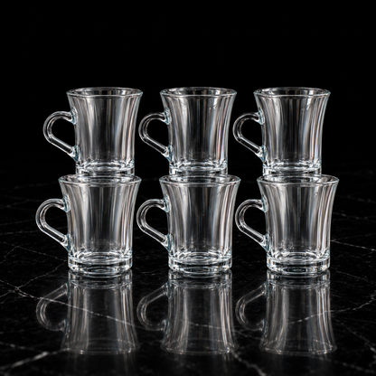 M-107 glass mugs on black marble