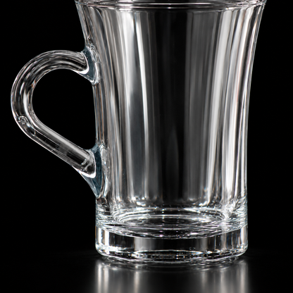 M-107 glass mug detail close-up