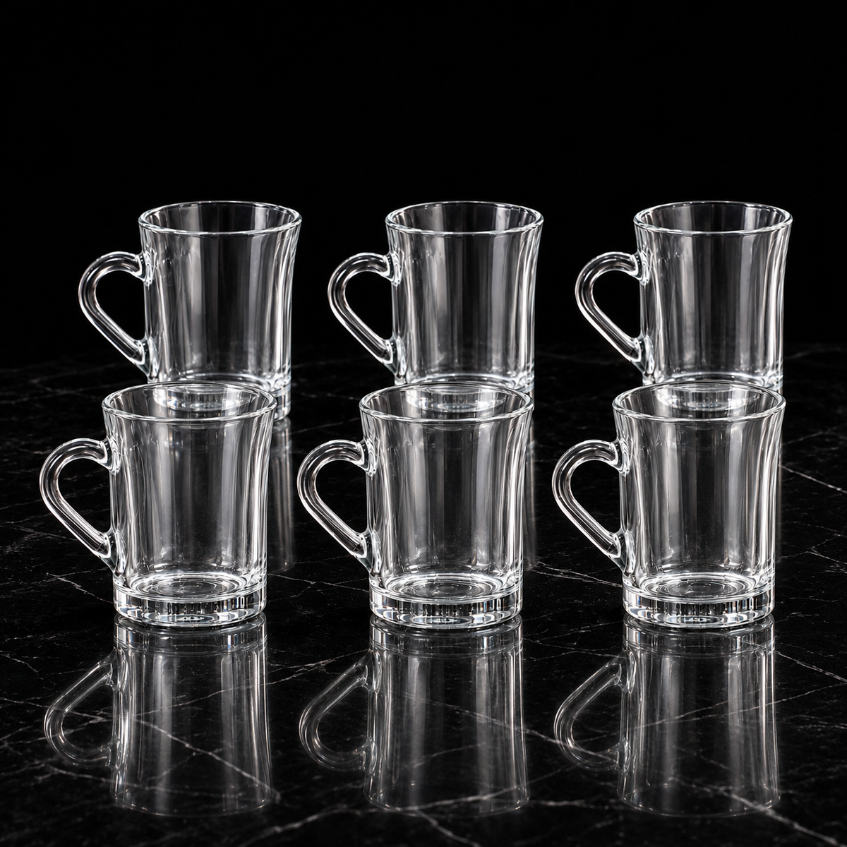 M-109 glass mugs on black marble