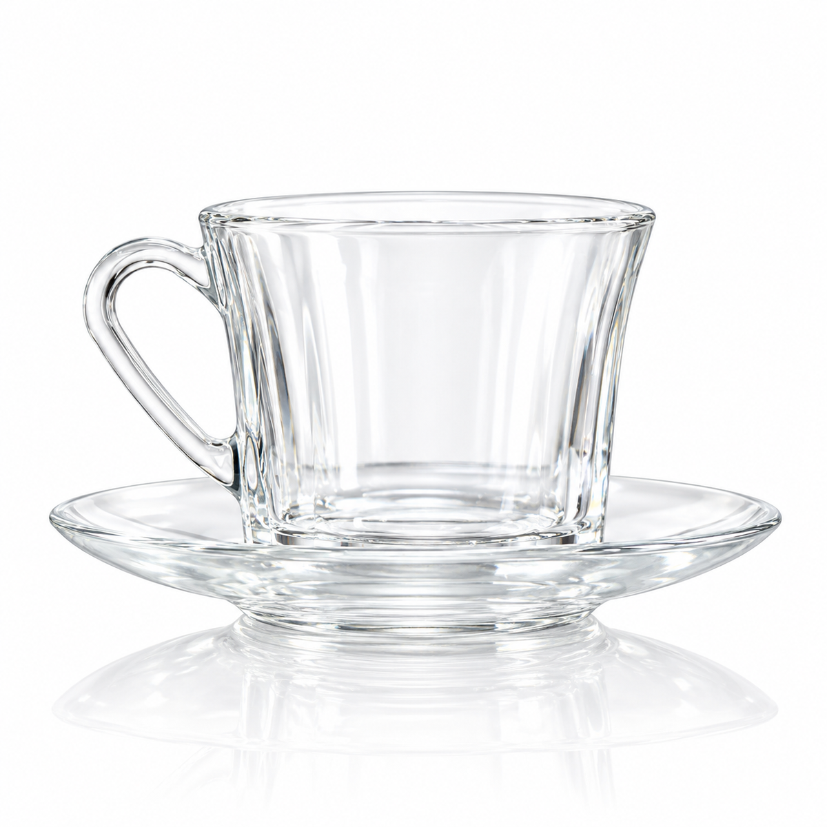 Glass tea cup and saucer