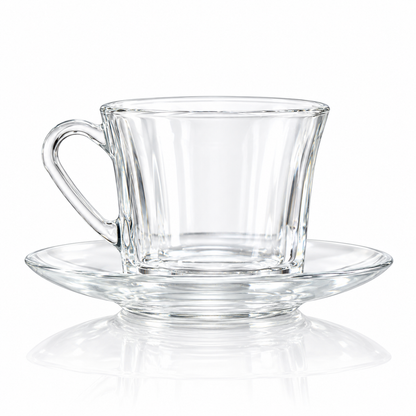 Glass tea cup and saucer