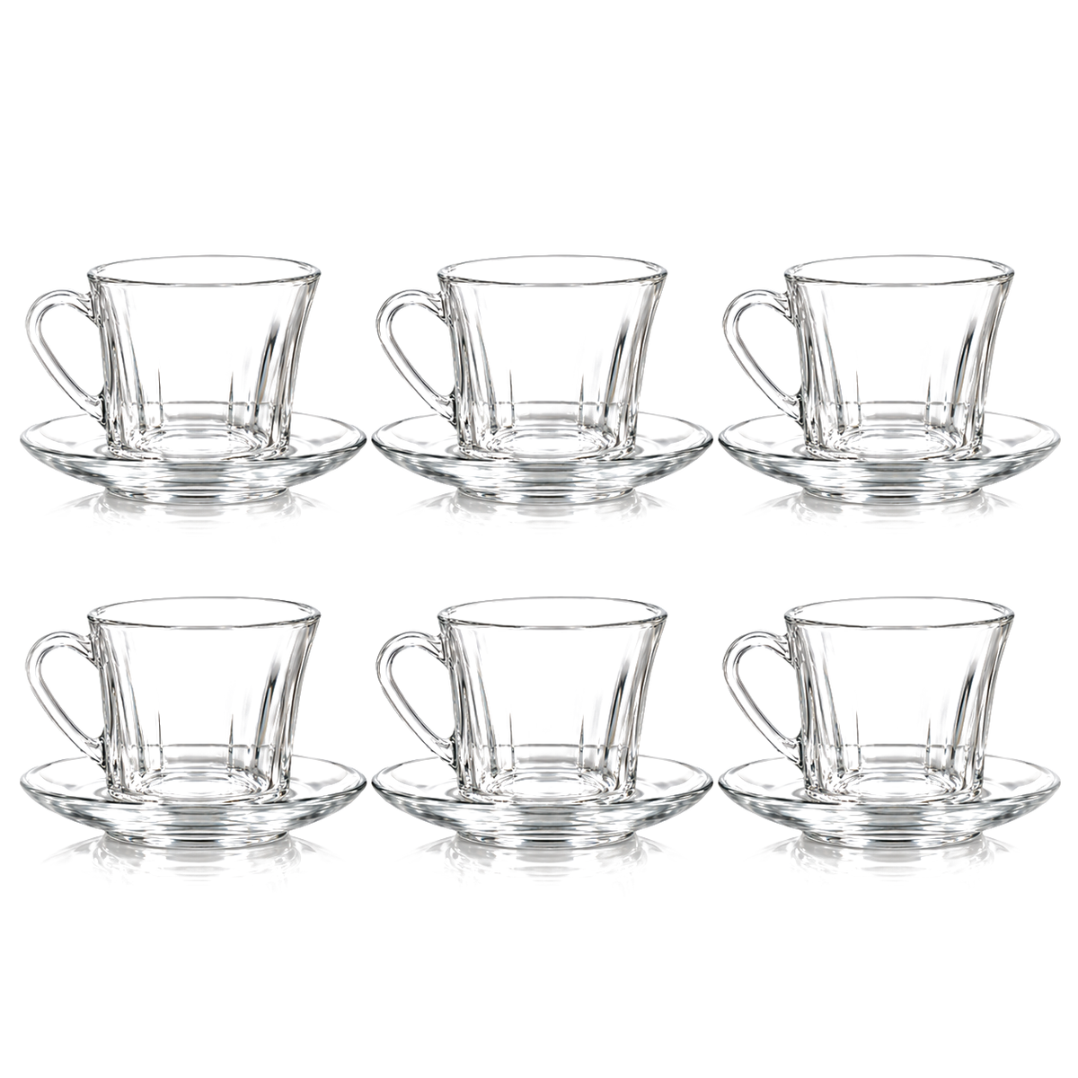 Glass tea cup and saucer set