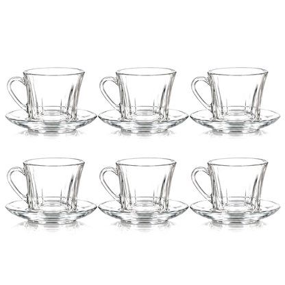 Glass tea cup and saucer set