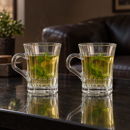 M-113 glass mugs with mint tea