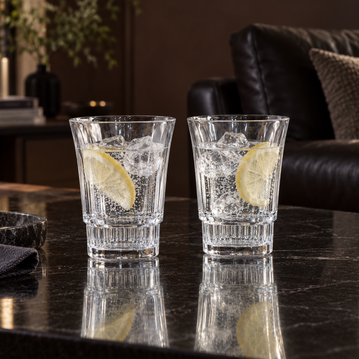 M-114 glasses with sparkling water and lemon