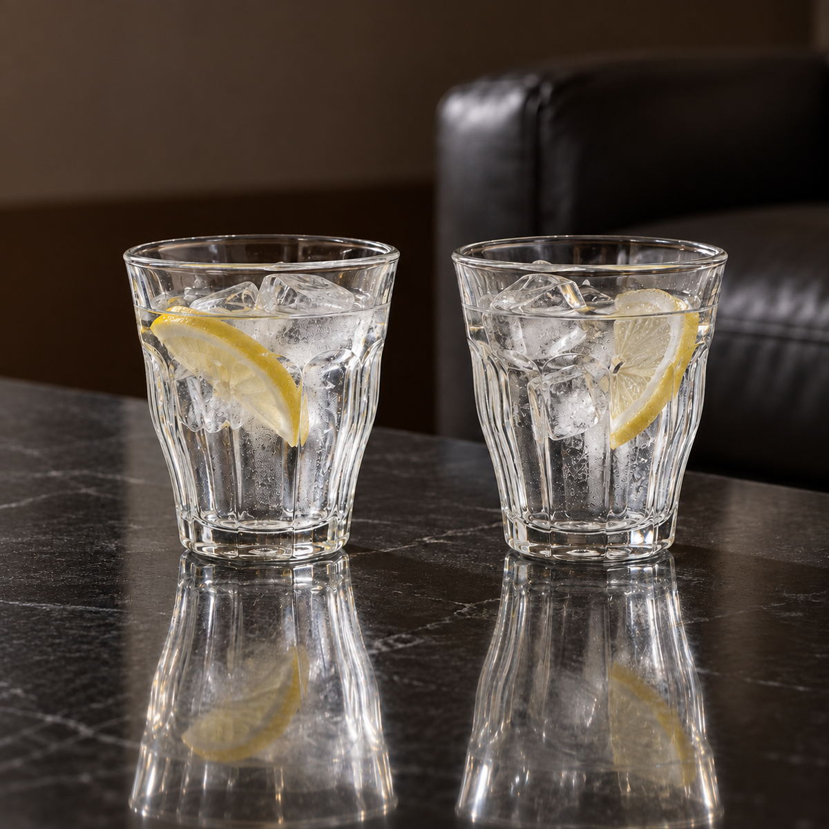 M-115 glasses with water and lemon