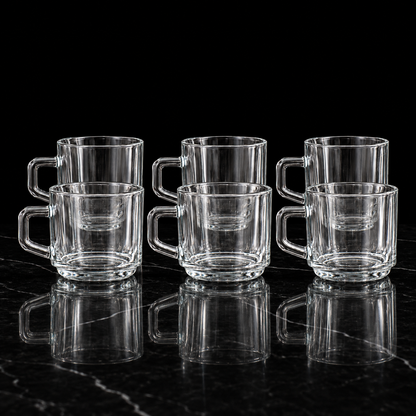 M-121 glass mugs on black marble
