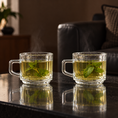 M-121 glass mugs with mint tea