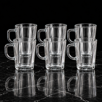 M-122 glass mugs on black marble