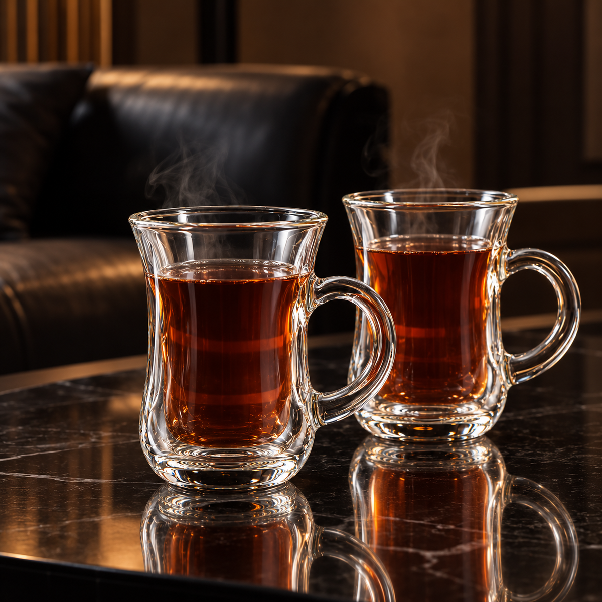 Glass Tea Mugs with tea