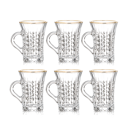 Crystal tea mug with gold rim set