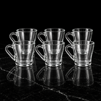 M-203 glass mugs on black marble