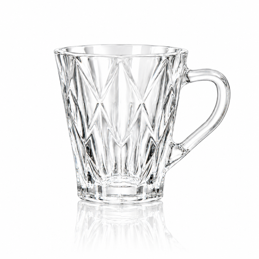 M-204 diamond cut glass mug on white