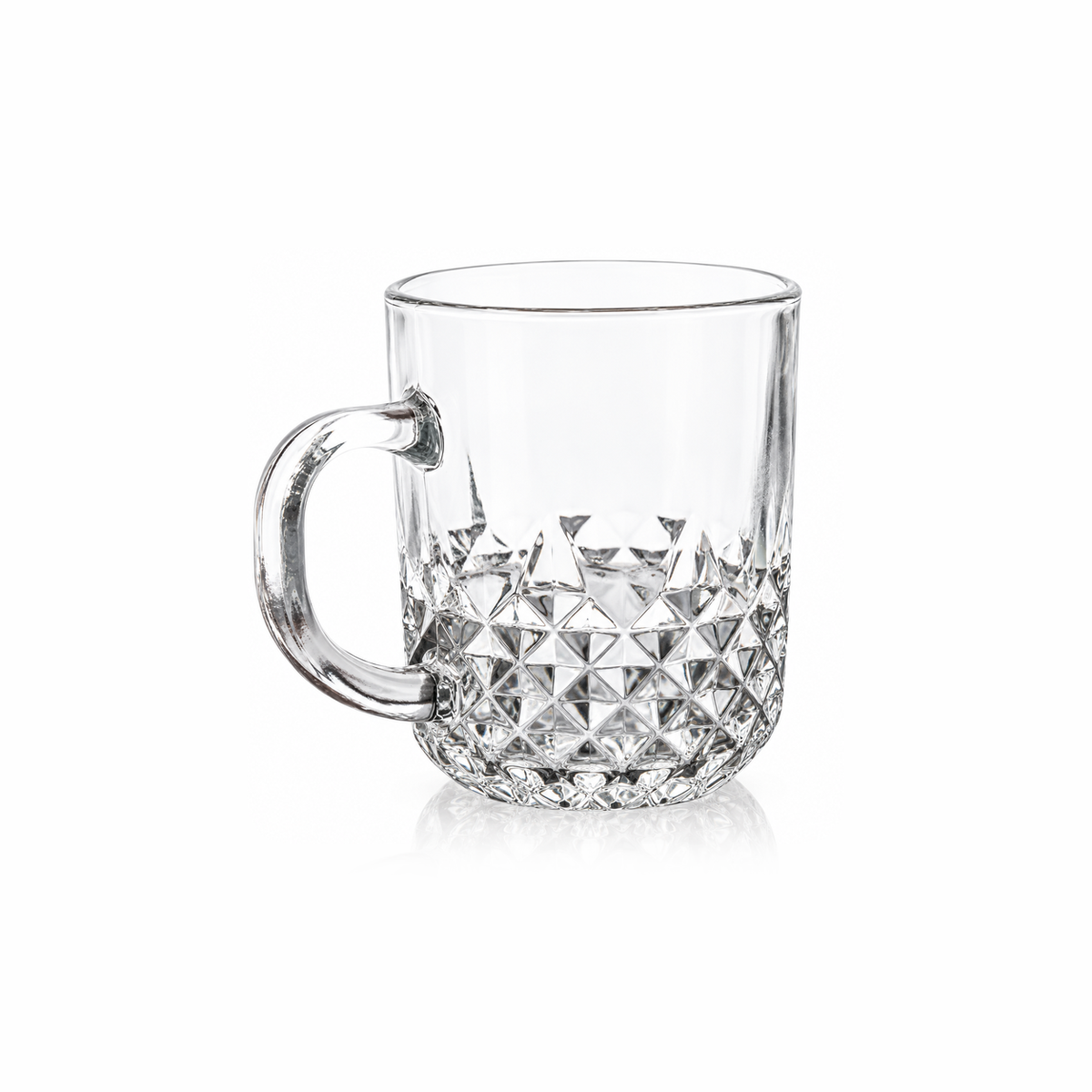 M-207 diamond-point glass mug on white