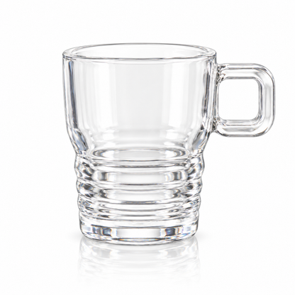 M-209 ringed glass mug on white