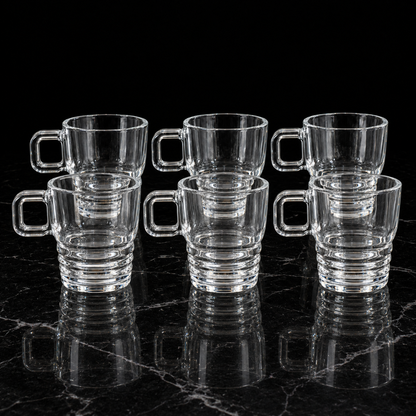 M-209 glass mugs on black marble