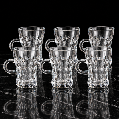 M-210 glass tea cups on black marble