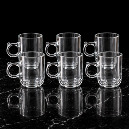 M-214 glass mugs on black marble