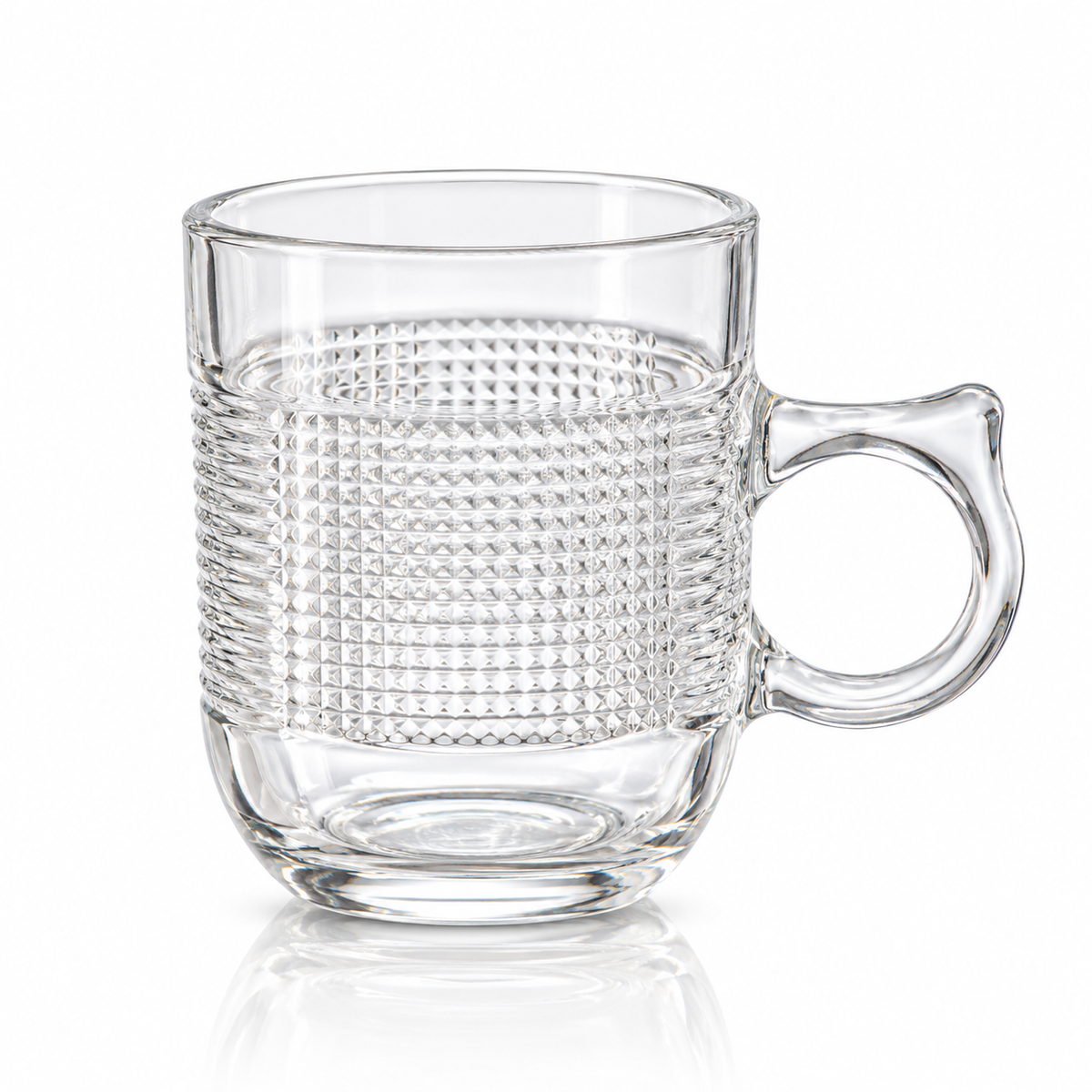 M-215 grid textured glass mug on white
