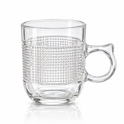 M-215 grid textured glass mug on white