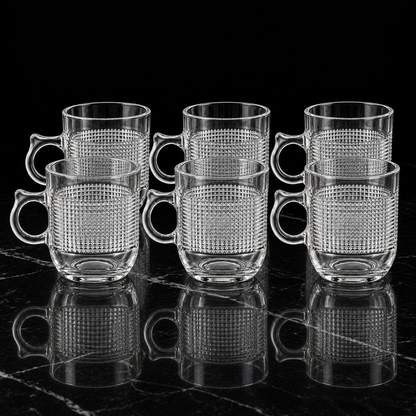 M-215 glass mugs on black marble