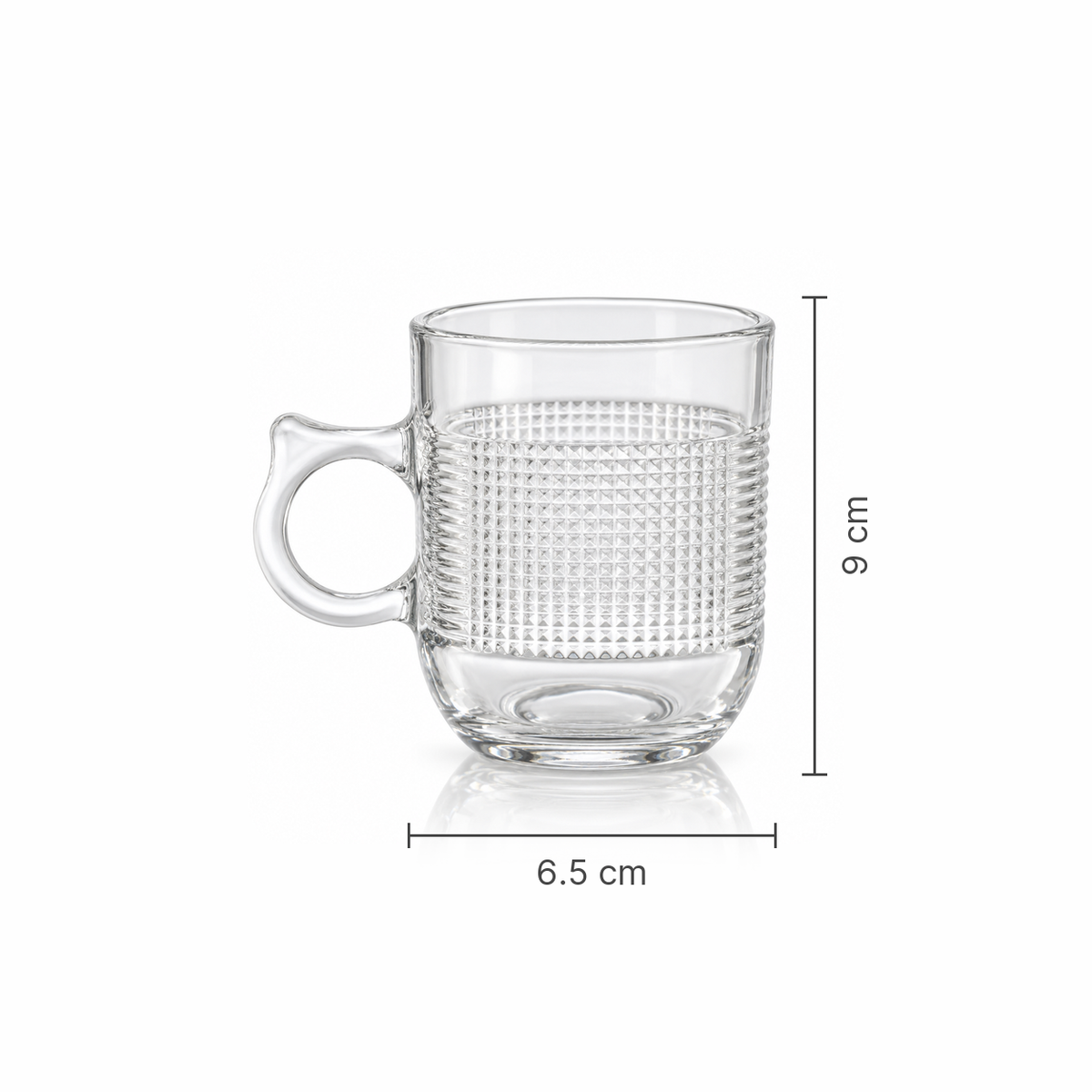 M-215 glass mug dimensions 6.5 x 9 cm