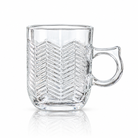 M-216 herringbone glass mug on white