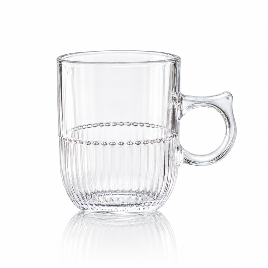 M-219 ribbed beaded glass mug on white