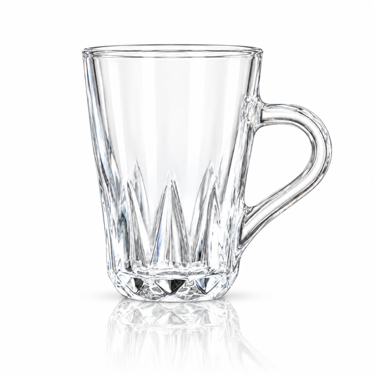 Faceted glass tea mug