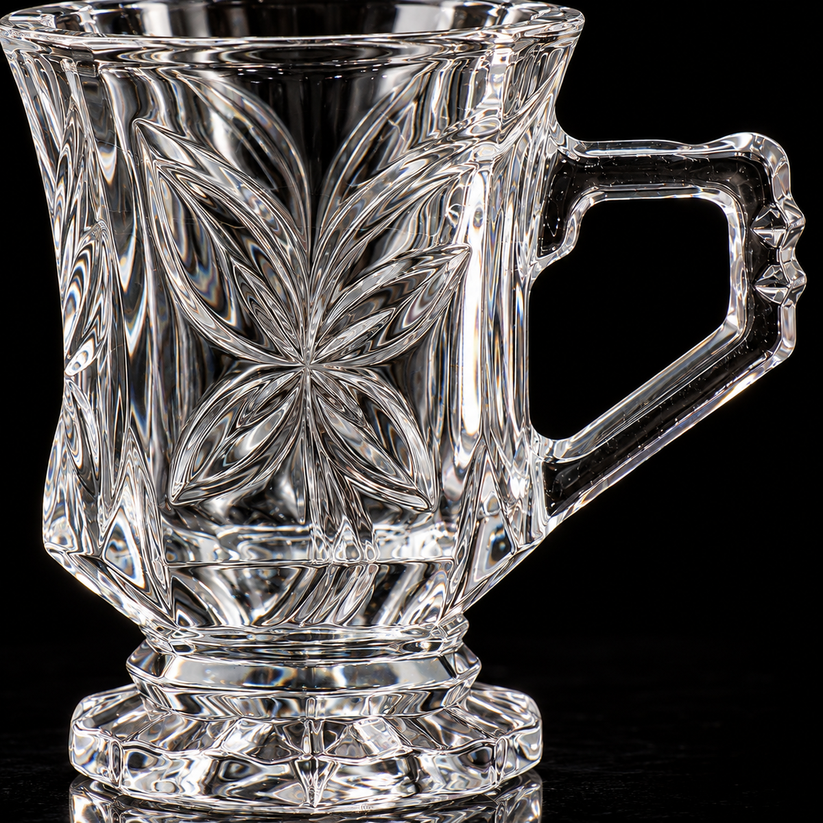 Crystal footed tea mug detail