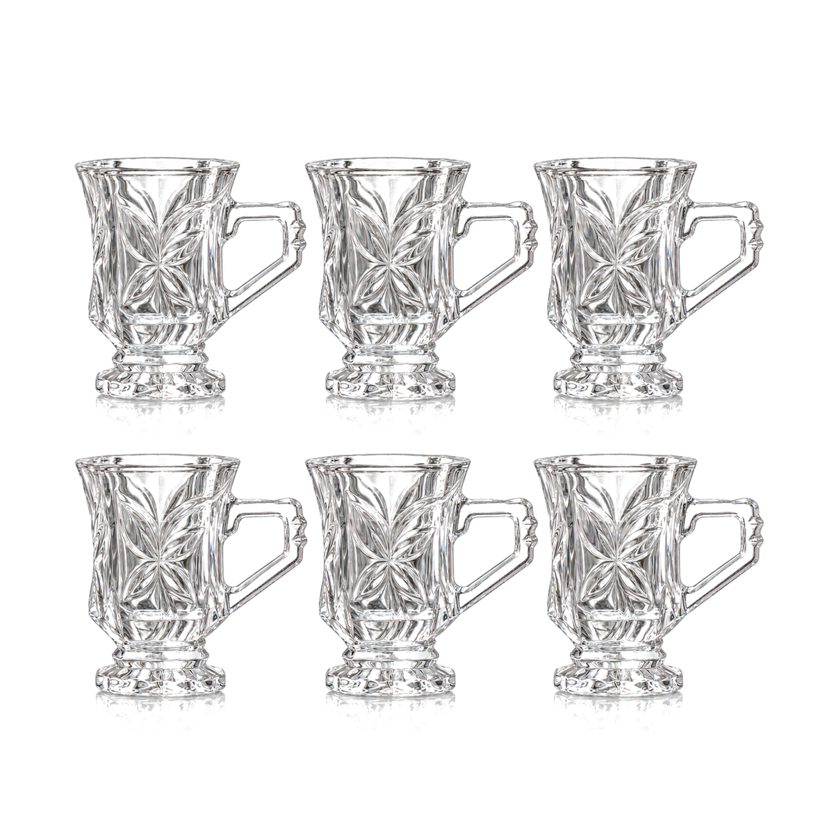 Crystal footed tea mug set