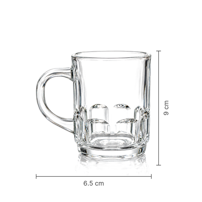 Clear glass mug with dimpled base set
