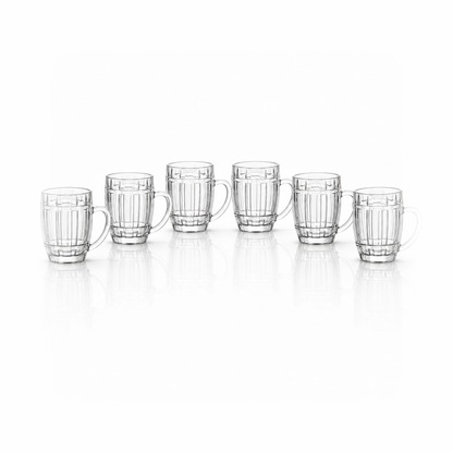 Set of six barrel glass mugs